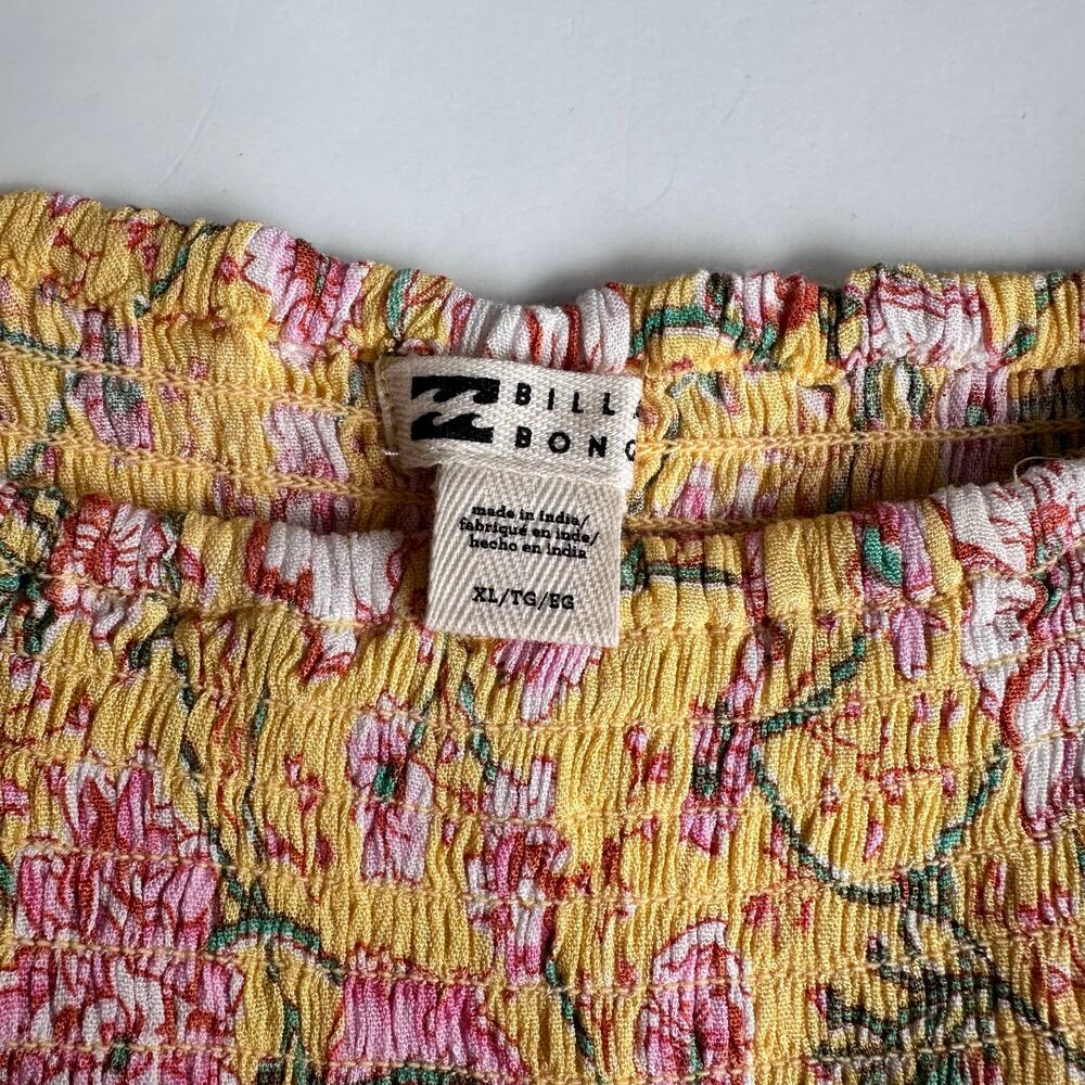 Billabong Smocked Long Sleeve Yellow Floral Dress - XL - Picture 4 of 7